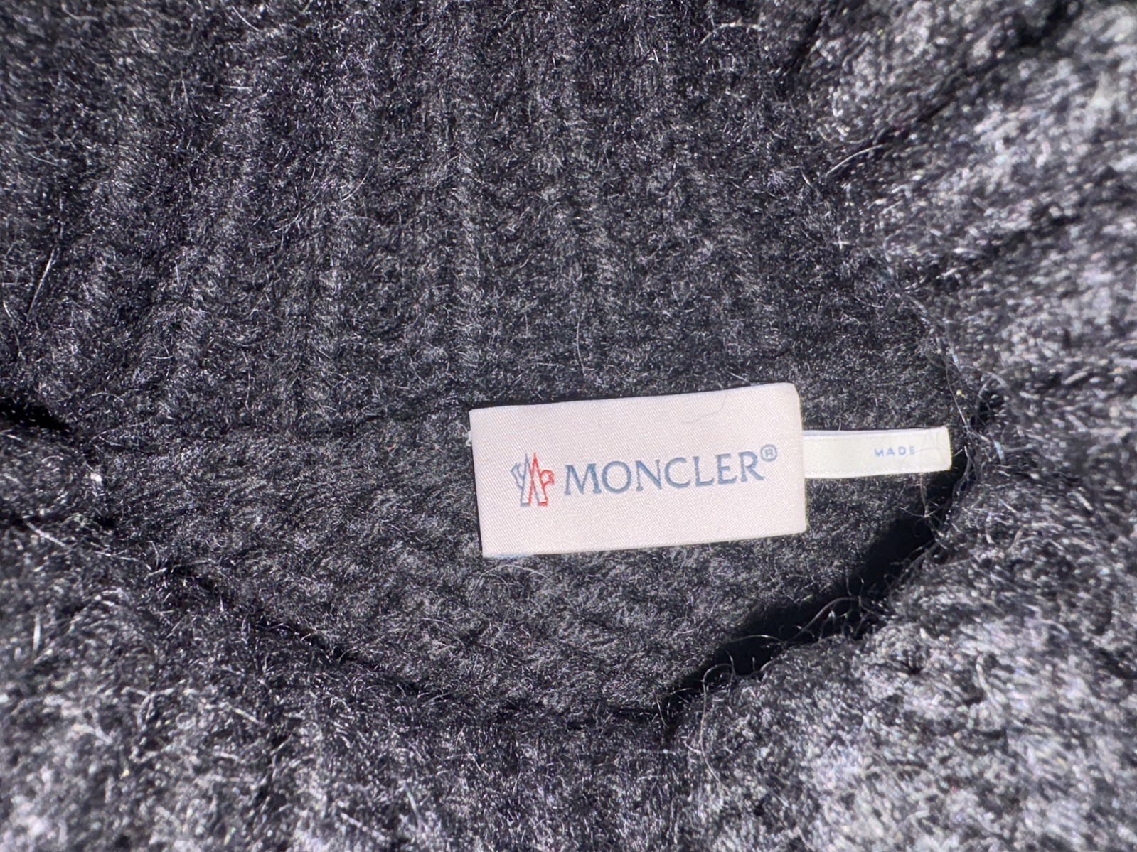 Authentic Moncler Logo Women's Alpaca Mohair Black M Knit Turtleneck Jumper RARE image 3