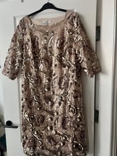 Nightingale All-over Sequence Glittering Evening Short Dress-Rose Gold size 22