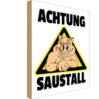 Holzschild 30X20 Cm Tiere Schwein Achtung Saustall Tier Haustier Deko Geschenk H