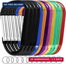 12PCS Carabiner Keychain Clip - 3" Aluminum Caribeener Key Clip,D Ring Shape Non