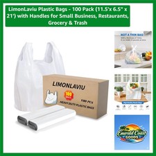 Plastic Bags - 100 Pack 11.5'x 6.5" x 21' with Handles for Small Business, Re...