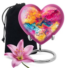 Yellow Abstract Large Cremation Heart Urns For Human Ashes Adult Woman