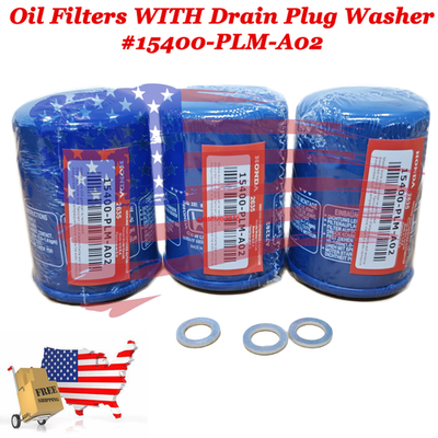 #ad #ad 3PCS with Washers Honda Genuine Oil Filters 15400 PLM A02 NEW SEALED $19.98