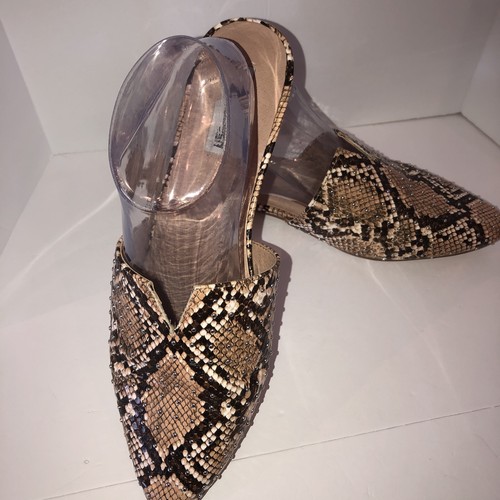 Steve Madden | Women's 9.5M Ally Snake Print Biege Studded Mule Flats Shoes