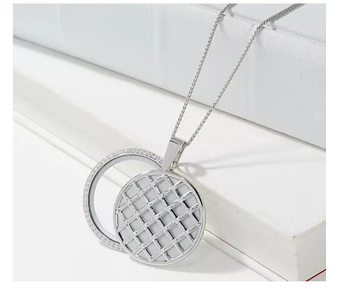 QVC Diamonique LUX VUE Mirror & Magnifying Glass Necklace 38"