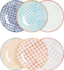 Nicola Spring Hand-Printed Side Plates - 18cm - 6 Colours - Pack of 6 