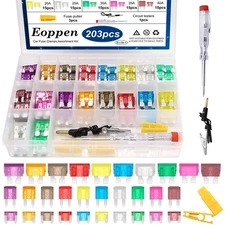 Car Fuses Assortment Kit 203 PCS with Puller Tester Standard Mini Fuses