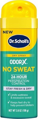 Dr. Scholl s Odor-X No Sweat Dry Foot Spray, 3.8 oz - 24-Hour Perspiration... 