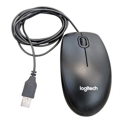 Logitech B100 Optical USB Wired Mouse - Black - 3-Button - M/N: M-U0026 - Tested