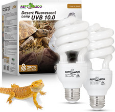 UVB Light for Desert Reptile 2 Pack, 10.0 26W UVA UVB Reptile Light Bulb, UVB Sp