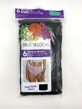 NEW Women  s Fruit of the Loom 9/2XL 100 Cotton Briefs 6 Pack - Black
