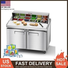 48" Condiment Countertop Refrigerated Salad Prep Station w/Stainless Steel Cover
