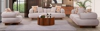 Moderne Wohnzimmer Sitzgarnitur Designer Beige 3-Sitzer Sofas Sessel