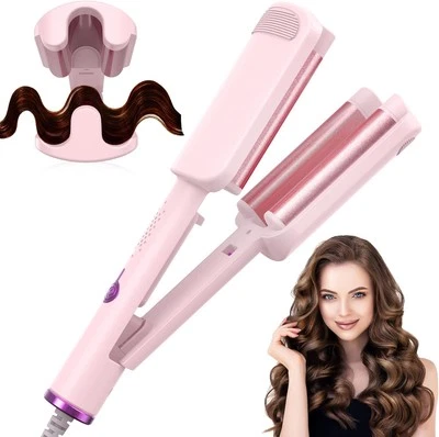 AISEELY 32MM Ceramic Curling Wand - 3 Barrel Beach Wave Hair Curler with Adjust