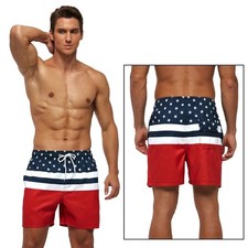 Men's Summer Beach Print Shorts Quick Dry Swimwear with Pockets, Surfing Workout
