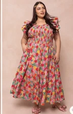 Ivy City HATTIE DRESS IN TULIPS Plus Women Ruffle 4x 