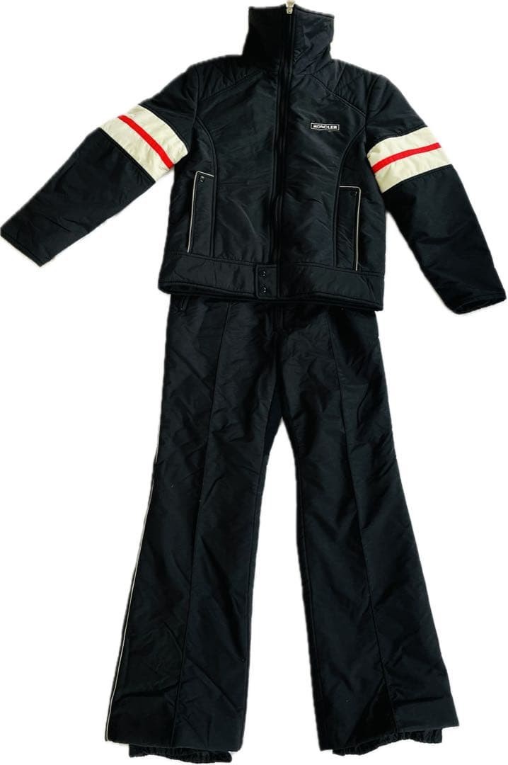 Moncler × ASICS Skiwear Size L Black & White/Jacket & Pants Set Rare women's JP-