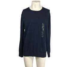 Banana Republic Men Eco Sweater Navy Blue Crew Neck Long Sleeve Size L