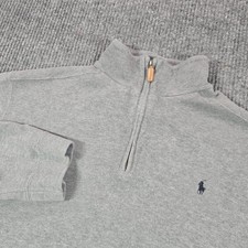 Vintage Polo Ralph Lauren Sweater Mens XL Gray 1/4 Zip Mock Neck Pullover Pony