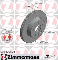 2X Zimmermann Bremsscheibe Vorderachse U.A. FüR Man, VW