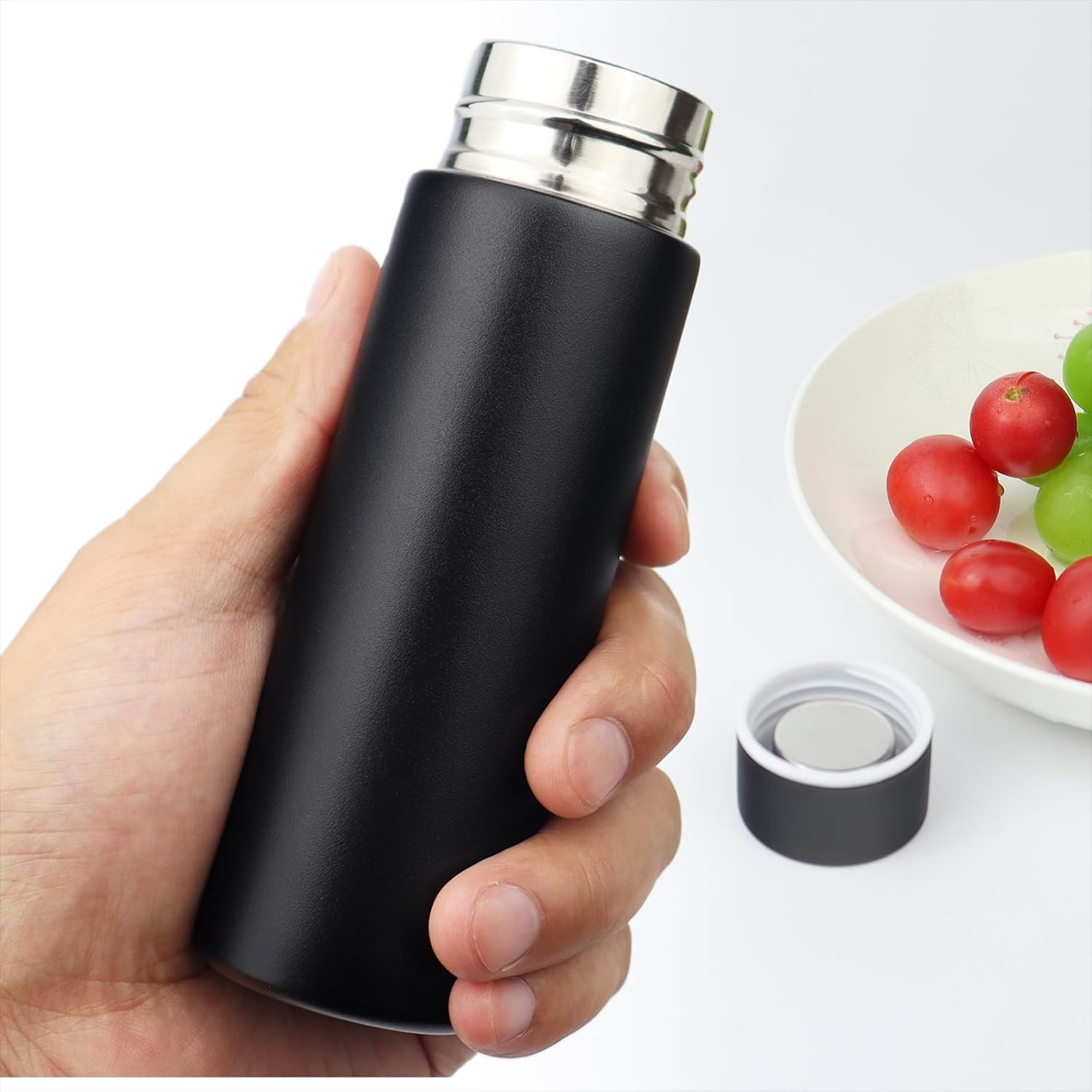 4.4 Fl. Oz Black Powder Coated Mini Slim Flask Women