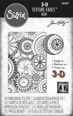 Sizzix 3-D Texture Fades Embossing Folder - Mini Mechanics by Tim Holtz 7,3cm x