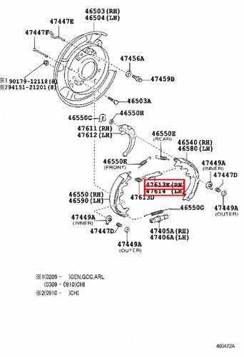 Genuine FJ Cruiser GSJ15 GSJ10 Fortuner GGN155 Parking Hand Brake Shoe Strut - Picture 15 of 20