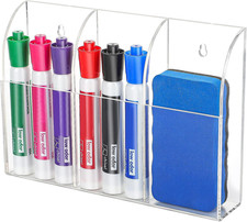 Wall Marker Holder, 3 Compartments Desk Acrylic Organizer for Remotes, Pens, Mak