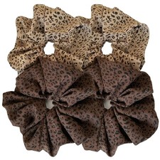 4 PCS Leopard Print Oversized 6 Inch Hair Scrunchies Strong Elastic Jumbo Tie
