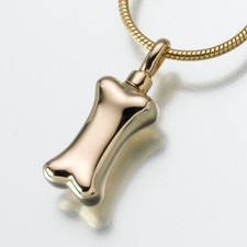 Gold Vermeil Dog Bone Memorial Jewelry Pendant Funeral Cremation Urn