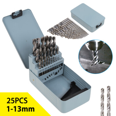 25X HSS Cobalt Metal Drill Bit Set 1mm-13mm Quality High Speed Metric ...