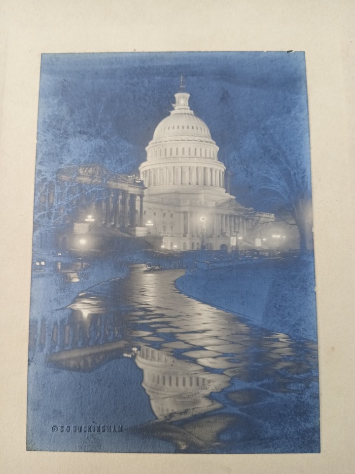 The Capitol at Midnight by C.O. Buckingham Signed Copyrighted Silver