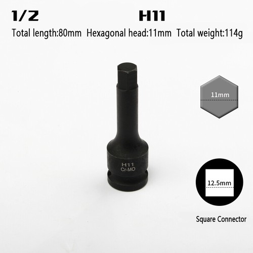 1/2″ Drive Impact Hex Bit Socket Allen Key 80mm Long Hex Socket Cr-Mo - Afbeelding 8 van 12