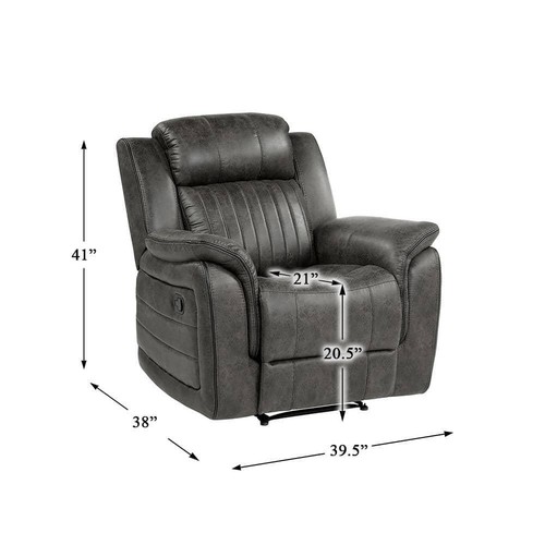 Homelegance Recliner 39.5" x 41" Microfiber Upholstery 3-Position Brownish Gray - Picture 6 of 7