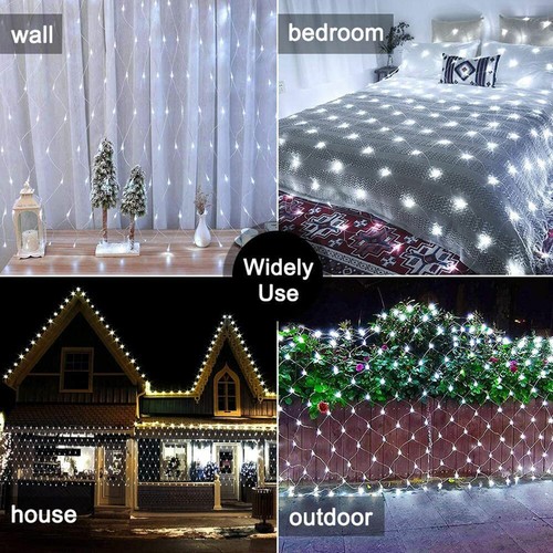 LED String Fairy Net Lights Curtain Mesh Christmas Garden Tree Outdoor Indoor UK - Picture 5 of 21