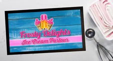 Personalised Ice Cream Parlour Counter Mat - Blue & Pink Ice cream counter mat