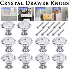 10 Pack Crystal Glass Knobs Drawer Pulls Bathroom Cabinet Dresser Pull Handles