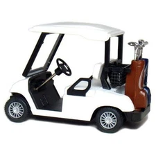 New 4.5" Kinsfun Golf Cart w/ Clubs Diecast Metal Model Caddy Toy Car Gift White