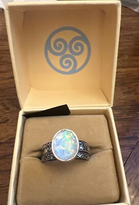 Sajen Silver Quartz Doublet White Opal Stackable Ring 10Platinum Over Sterling