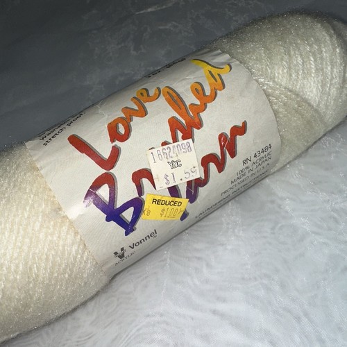 Vtg Japan Love Brushed Yarn 100% Acrylic Vonnel Off White 3 oz Like Dazzleaire - Picture 5 of 11