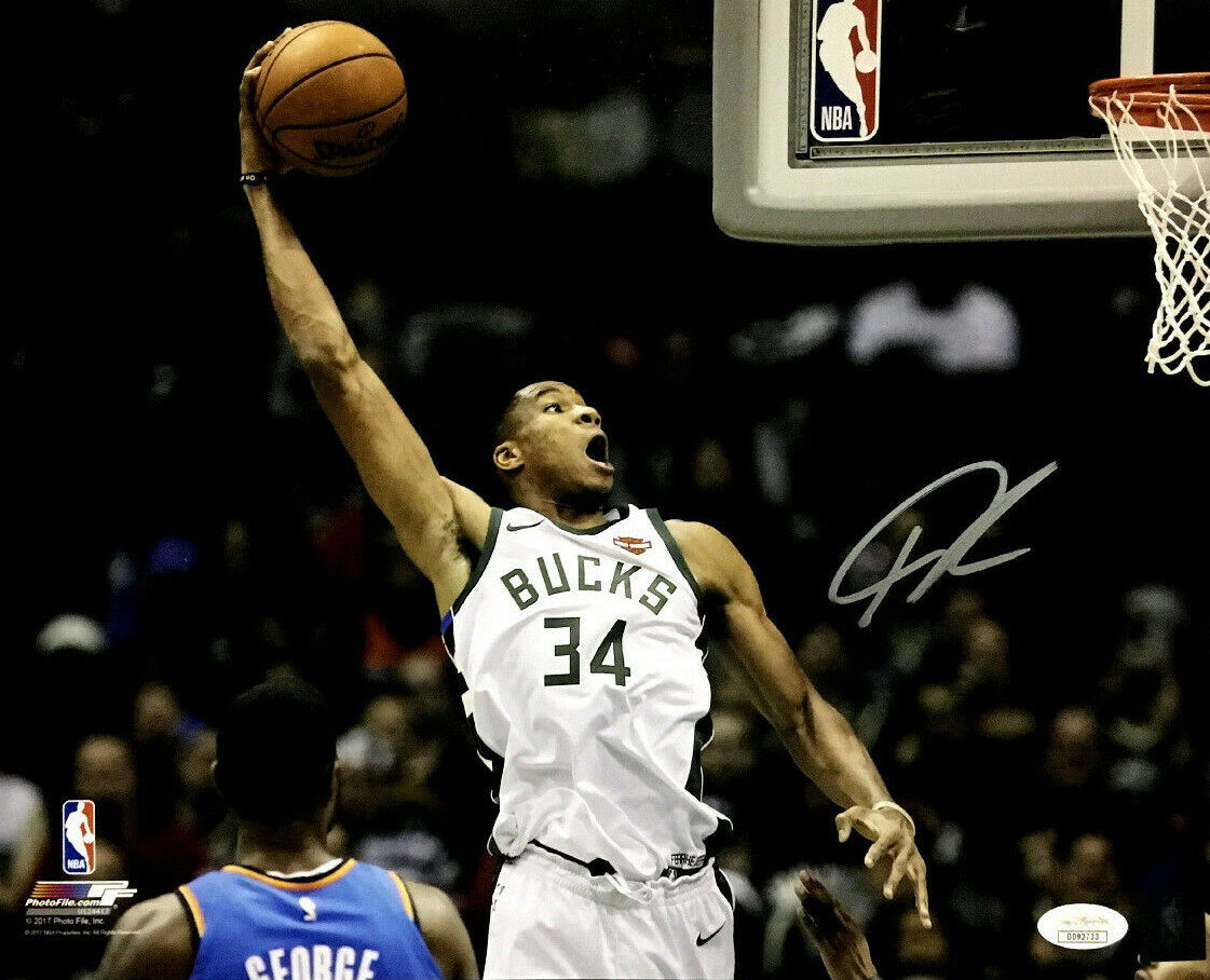 Giannis Antetokounmpo Autographed Signed Bucks 11X14 Photo Autograph JSA COA MVP 