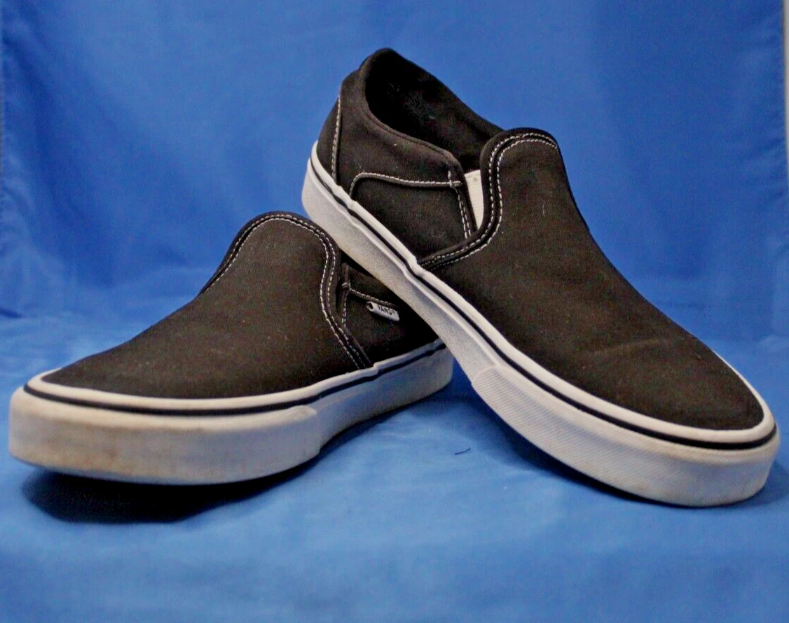 Vans Slip On Loafer Size Women s 10 Classic Black Canvas White
