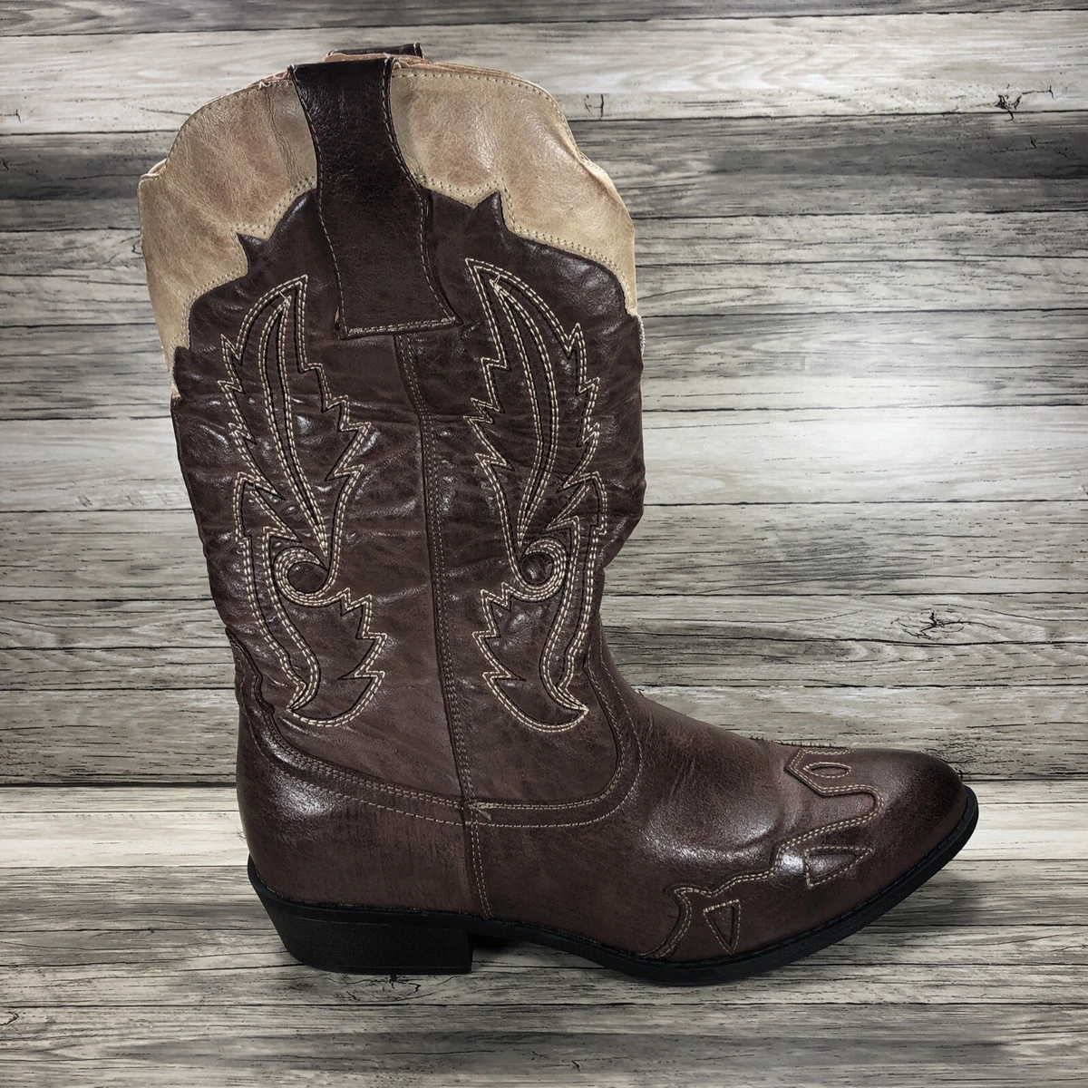 Women's faux leather western best sale boots