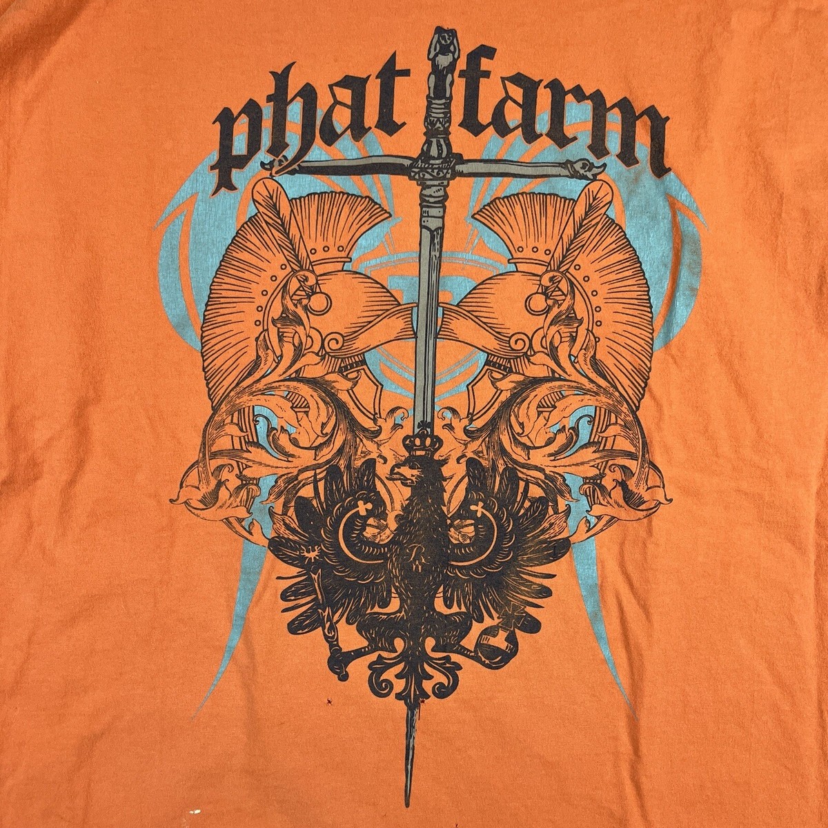 PHAT FARM シャツ　ビッグサイズ　オレンジ　XXL ストリート　英字 PHAT FARM シャツビッグサイズオレンジXXL ストリート英字