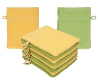 Betz 10 Waschhandschuhe Premium 16X21Cm 100% Baumwolle Honiggelb & AvocadogrüN