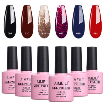 AIMEILI UV LED Gellack Mehrfarbig Ablösbarer Gel Nagellack Gel Nail Polish Set -