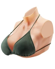 Silicone Breastplate E-Cup High Neckline Fake Breasts for Cosplay Drag Queen