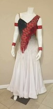 Ballroom Dance Competition American Smooth Dress White Black Red Size S/M