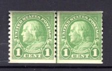 USA #597  1 Cent Ben Franklin VF MNH Line pair SCV $4