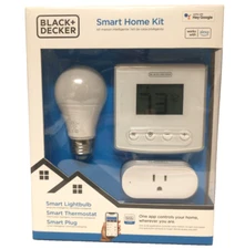 Black Decker Smart Home Starter Kit Wi-Fi Hard Key Thermostat A19 Bulb Plug NEW